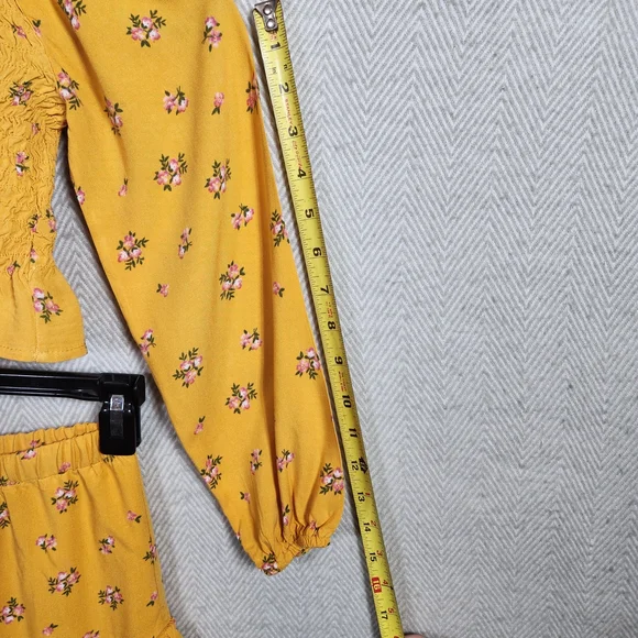 Btween Girls 8 Floral Yellow With Pink Two-Piece Set Top And Skirt - Picture 6 of 11